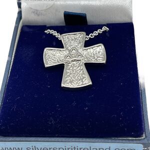 Silver Spirit Celtic Cross Silver Tone Handcrafted Wicklow Mountains Ireland New